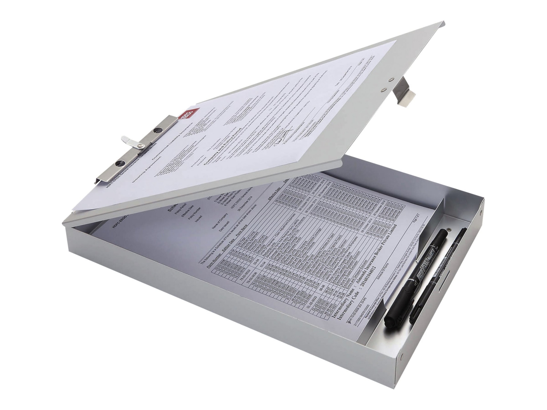 Business Source - storage clipboard - for Letter - capacity: 50 sheets - silver