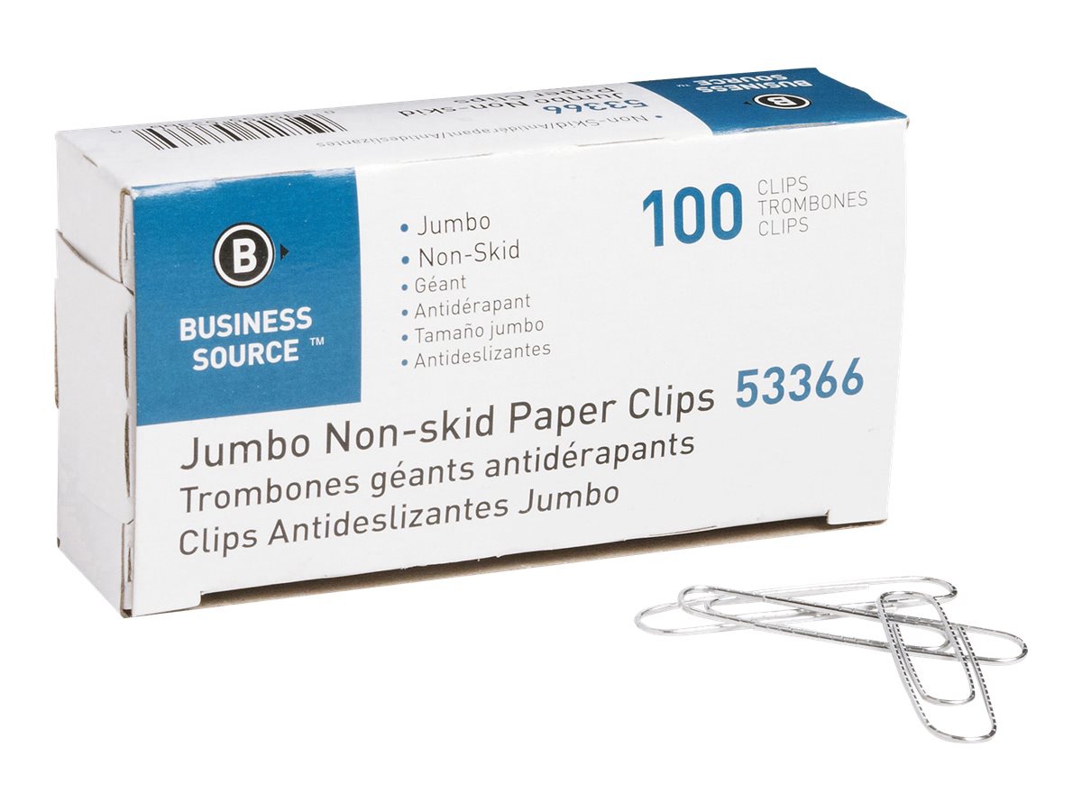 Business Source - paper clips - jumbo - silver - pack of 10 x 100