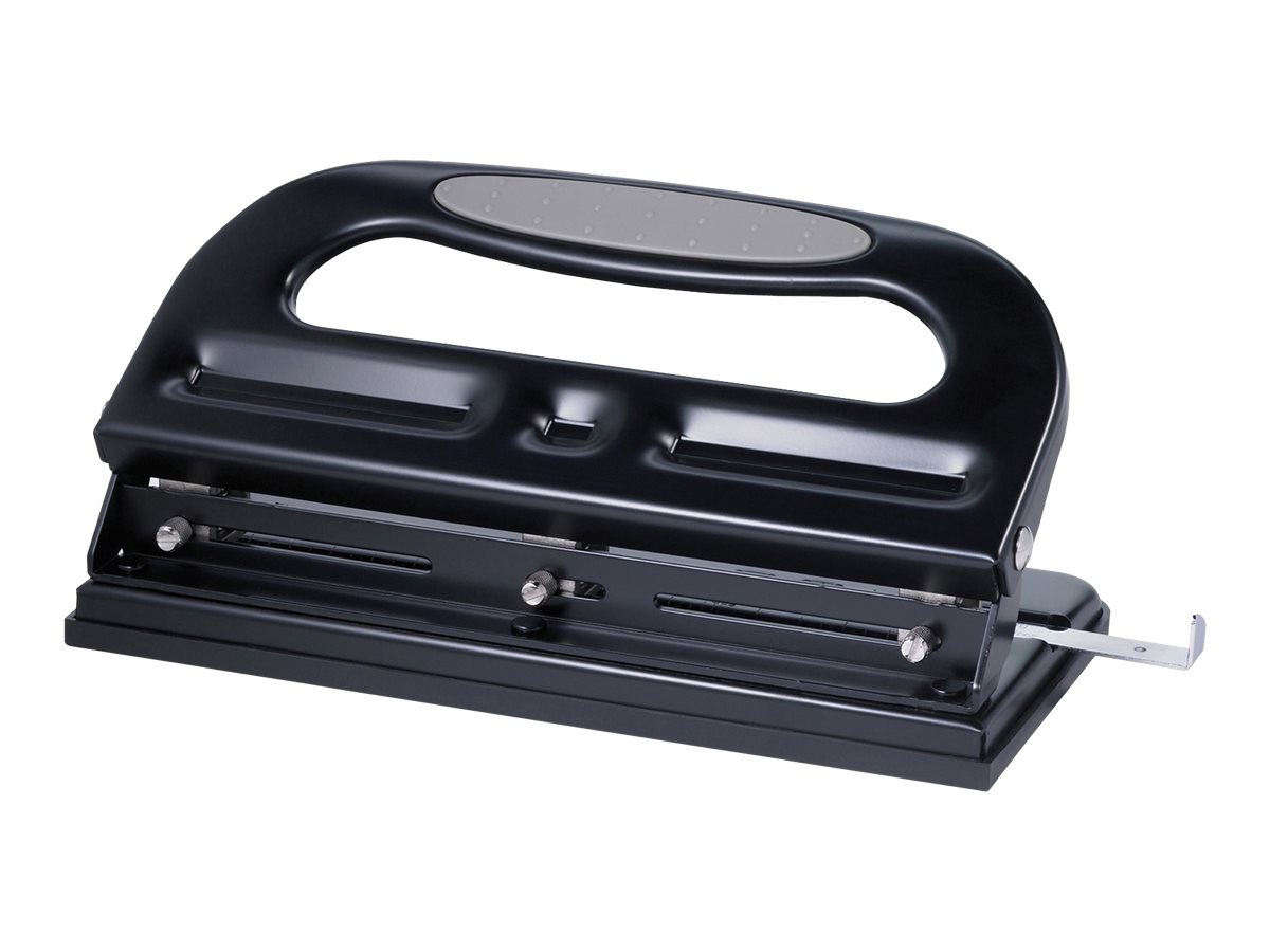 SKILCRAFT Adjustable Heavy-Duty 3-Hole Punch, Black