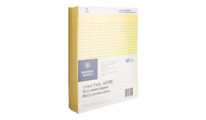 Business Source - legal pad - 8.5 in x 11.73 in - 50 sheets (pack of 12)