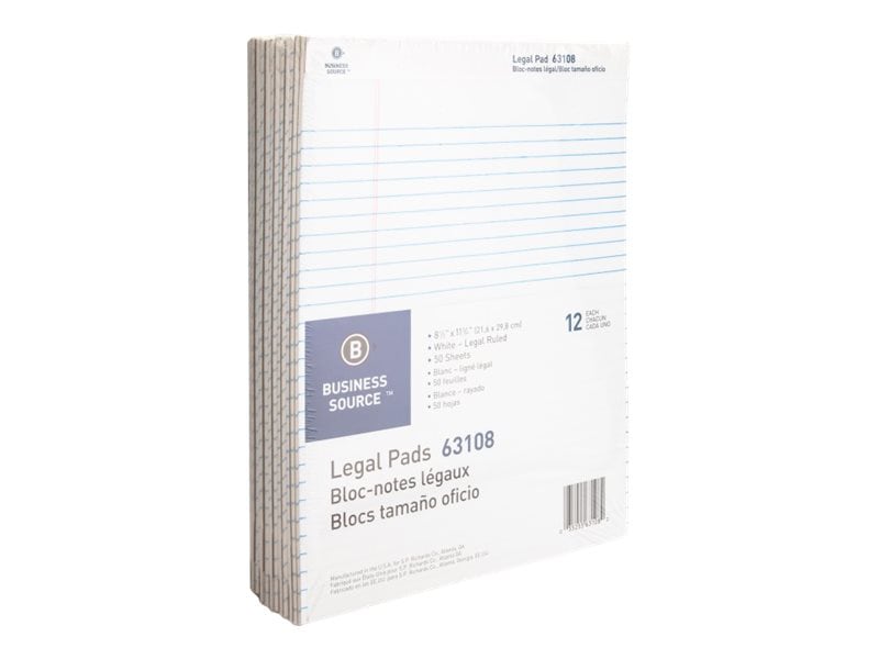 Business Source - block notes - 8.5 in x 11.73 in - 50 sheets (pack of 12)