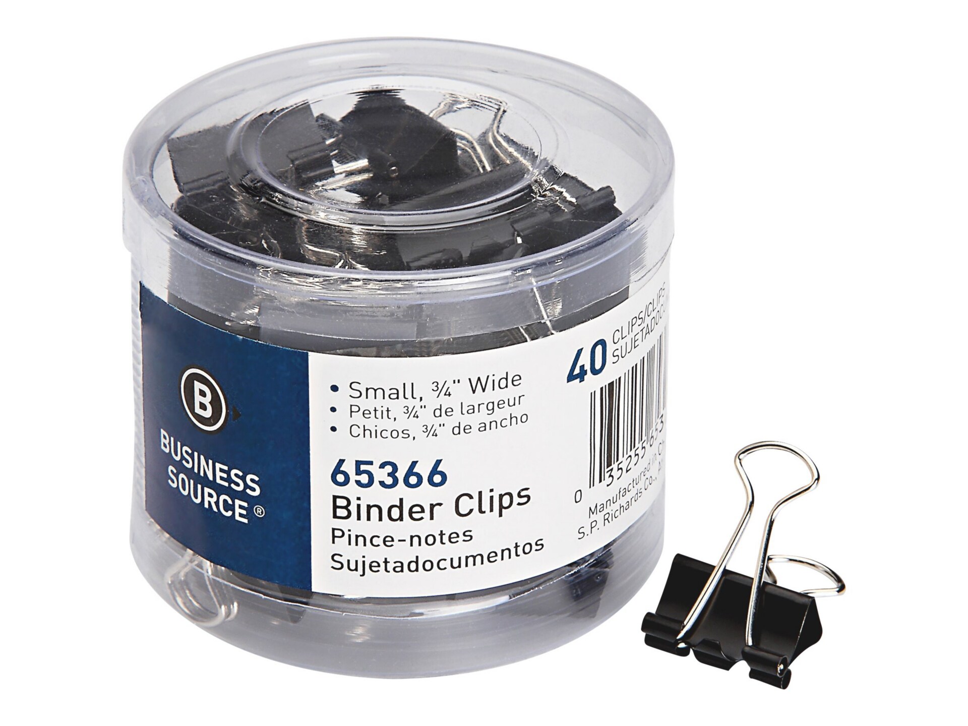 Business Source Small - foldback clips - 0.75 in - black - pack of 40