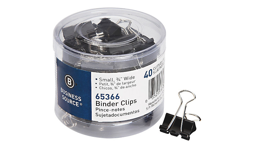 Business Source Small - foldback clips - 0.75 in - black - pack of 40