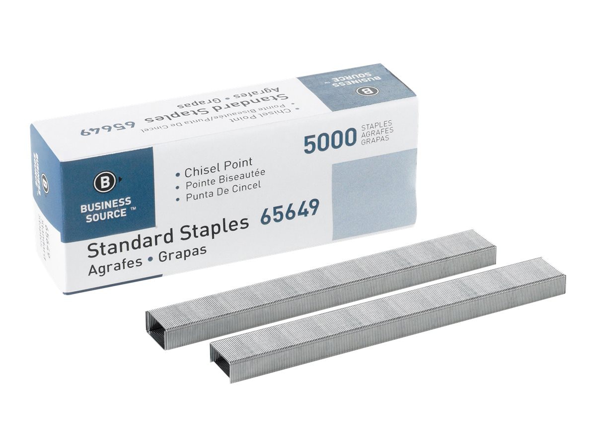 Business Source - staples - 0.5 in x 0.25 in - silver - pack of 5000