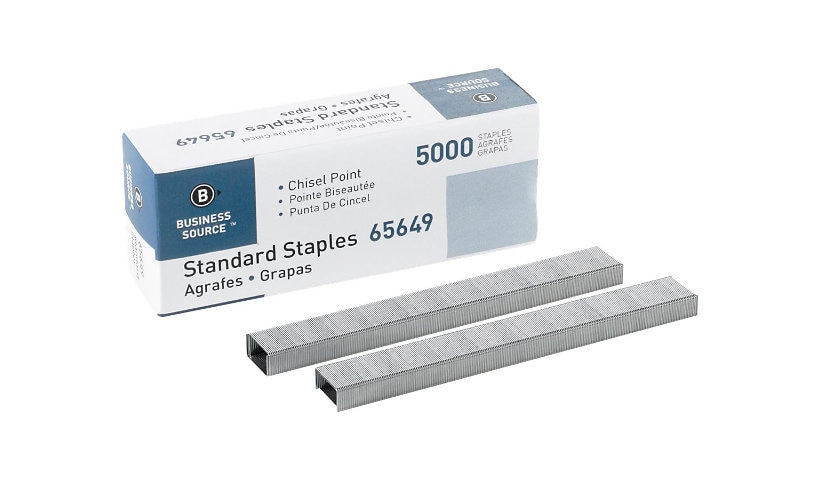 Business Source - staples - 0.5 in x 0.25 in - silver - pack of 5000