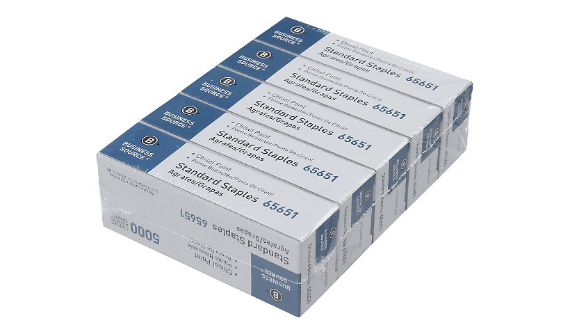 Business Source - staples - silver - pack of 5 x 5000