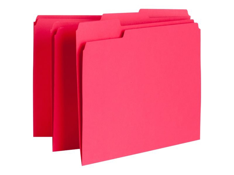 Business Source 1/3 Cut Letter Recycled Top Tab File Folder - Red