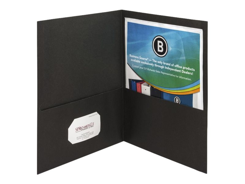 Business Source - pocket folder - for Letter - capacity: 125 sheets - black (pack of 25)