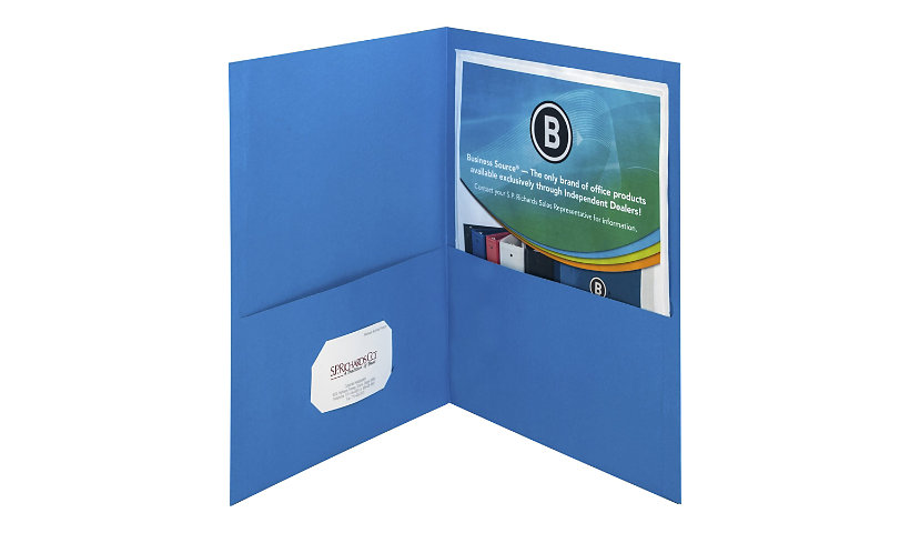 Business Source - pocket folder - for Letter - capacity: 125 sheets - blue