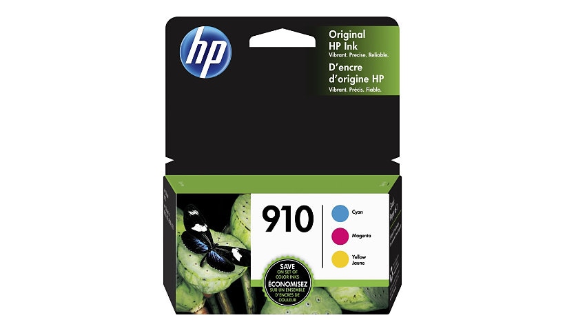 HP 910 Combo Pack - 3-Pack - Yellow, Cyan, Magenta - Original - Ink