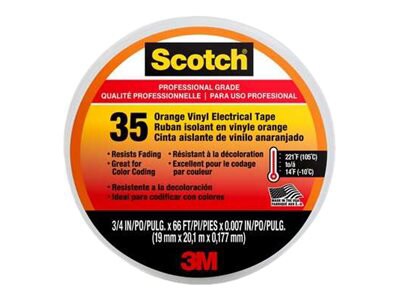 Scotch 35 electrical insulation tape - 0.75 in x 66 ft - orange