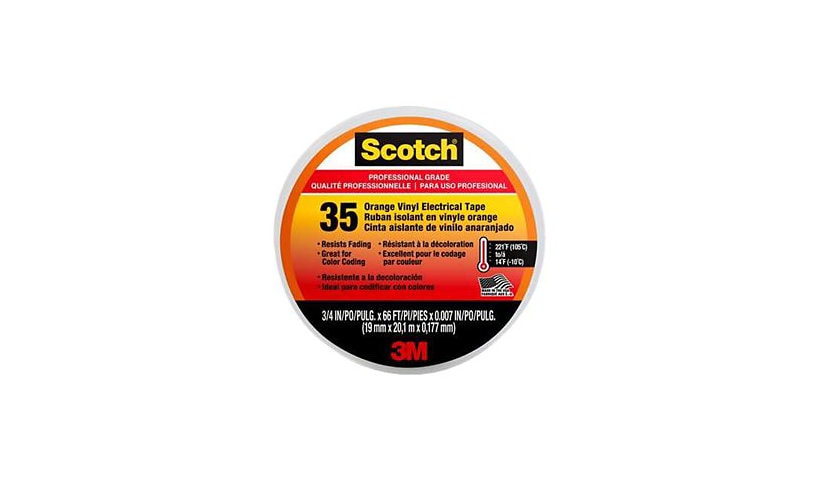 Scotch 35 electrical insulation tape - 0.75 in x 66 ft - orange