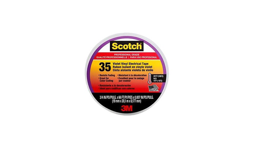 Scotch 35 electrical insulation tape - 0.75 in x 66 ft - violet