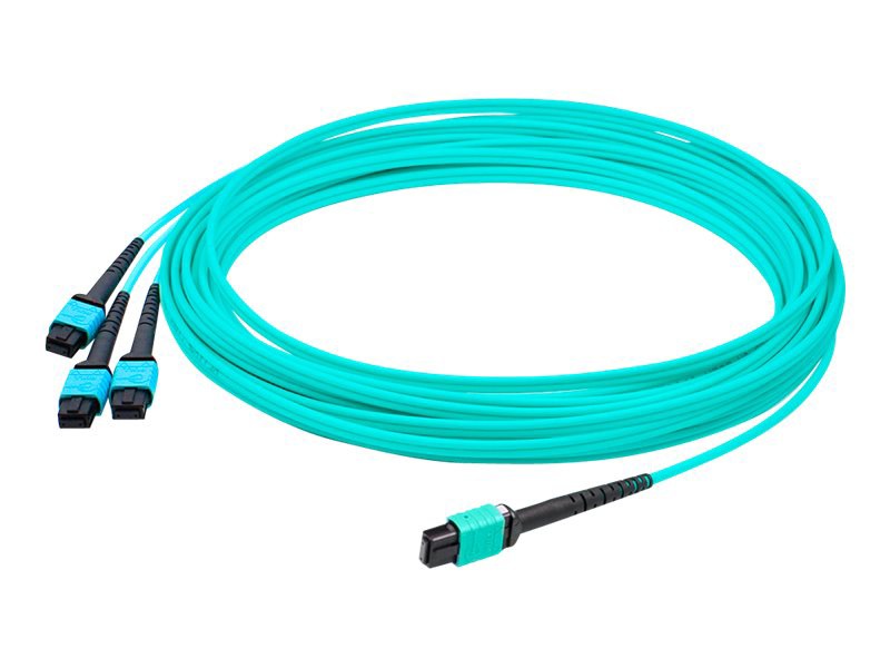 Proline 10m MPO (F)/3xMPO (F) 24-Strand Aqua OM3 Crossover Fanout Cable