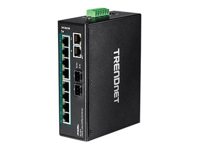 TRENDnet 10-Port Industrial Gigabit PoE+ DIN-Rail Switch, 8 x Gigabit PoE+
