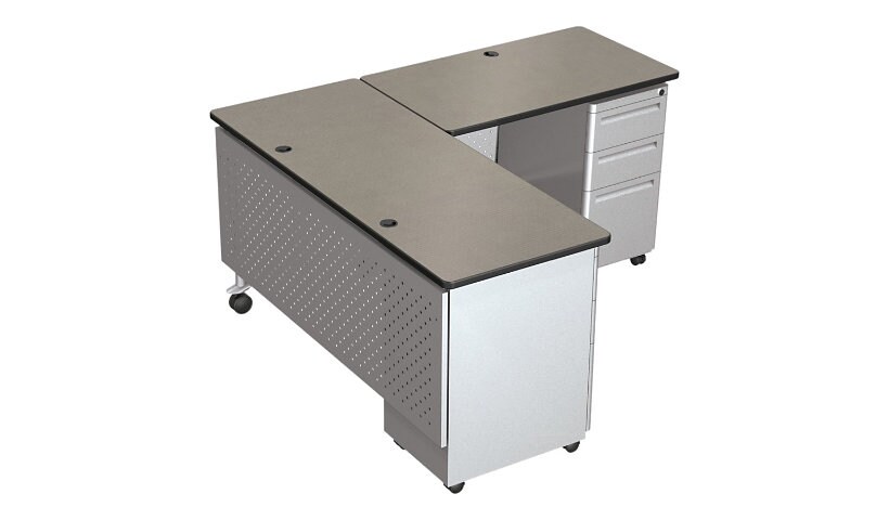 MooreCo Modular Teacher's Desk Single Pedestal Return Desk - pedestal desk