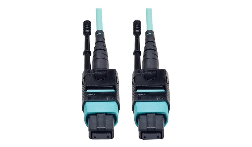 Eaton Tripp Lite Series MTP/MPO Patch Cable, 12 Fiber, 40GbE, 40GBASE-SR4, OM3 Plenum-Rated - Aqua, 5M (16 ft.) - patch