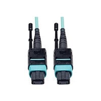 Eaton Tripp Lite Series MTP/MPO Patch Cable, 12 Fiber, 40GbE, 40GBASE-SR4, OM3 Plenum-Rated - Aqua, 5M (16 ft.) - patch