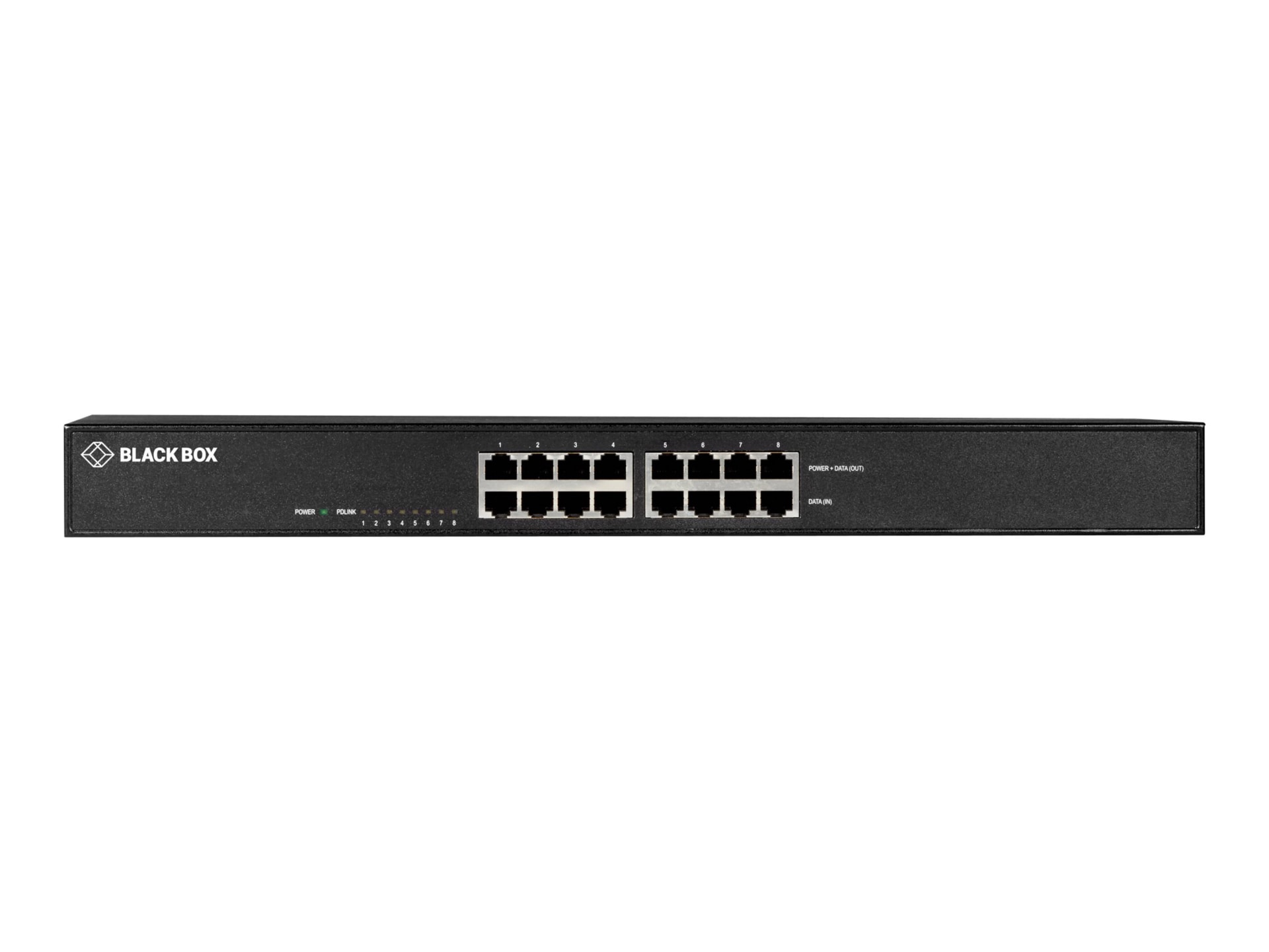 Black Box POE+ Gigabit Ethernet Injector 8-Port - PoE injector - 250 Watt - TAA Compliant