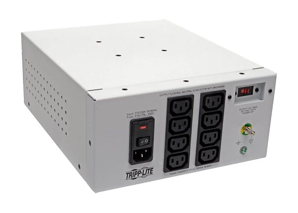 Tripp Lite Isolator Series Dual-Voltage 115/230V 1000W 60601-1 Medical-Grade Isolation Transformer, C14 Inlet, 8 C13