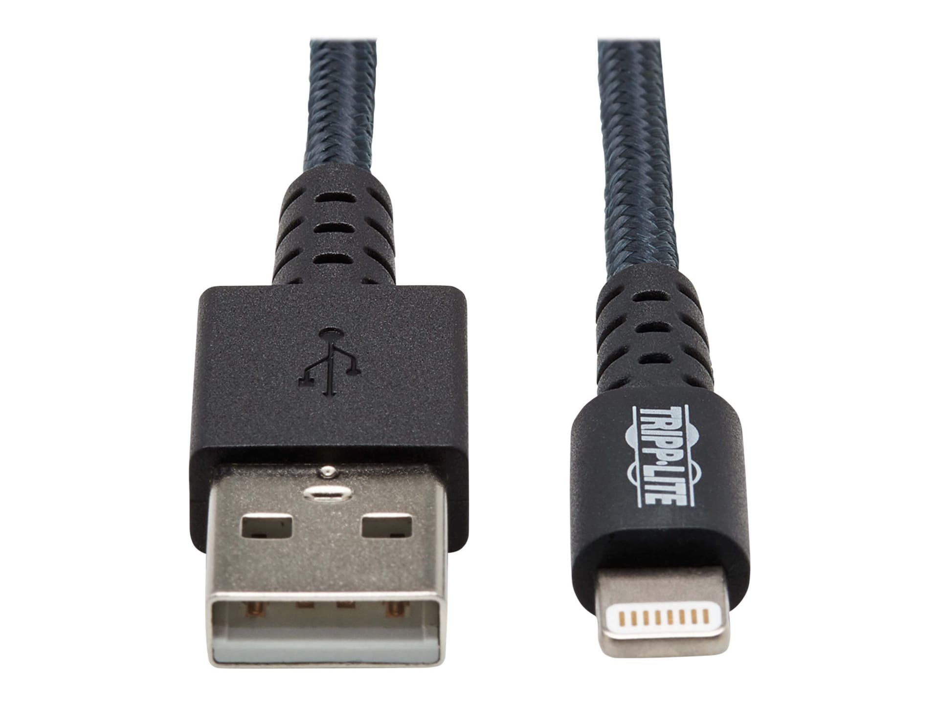 Eaton Tripp Lite Series Heavy-Duty USB-A to Lightning Sync/Charge Cable, UHMWPE and Aramid Fibers, MFi Certified - 1 ft.