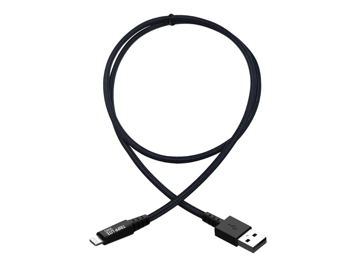 Thumbnail 2 of 5 for Eaton Tripp Lite Series Heavy-Duty USB-A to Lightning Sync/Charge Cable, UHMWPE and Aramid Fibers, MFi Certified - 3 ft.