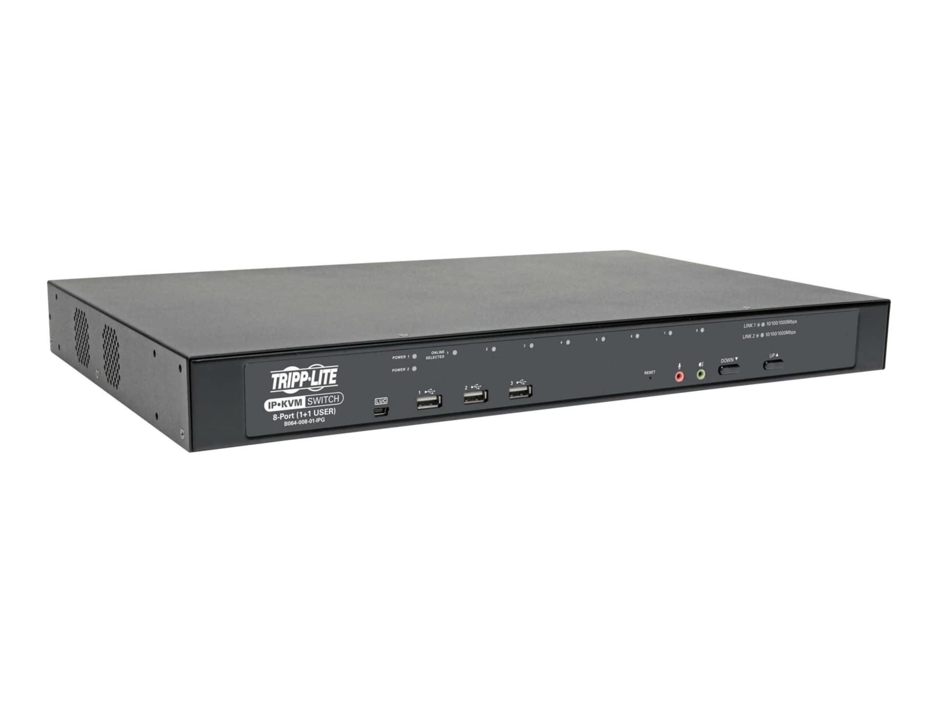 Eaton Tripp Lite series 8-Port Cat5 KVM over IP Switch with Virtual Media - 1 Local & 1 Remote User, 1U Rack-Mount, TAA