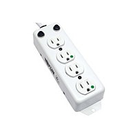 Tripp Lite Safe-IT Power Strip Medical Antimicrobial 120V 4 Outlet UL1363A 15ft Right Angle Cord For Patient Care
