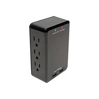 Tripp Lite Direct Plug-In Surge Protector Side Load 6 Outlet & 2 USB Ports