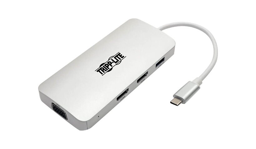Tripp Lite USB C Docking Station w/ USB-A Hub, 2x HDMI, VGA, PD Charging 1080p @ 60 Hz, Silver USB Type C, USB-C, USB