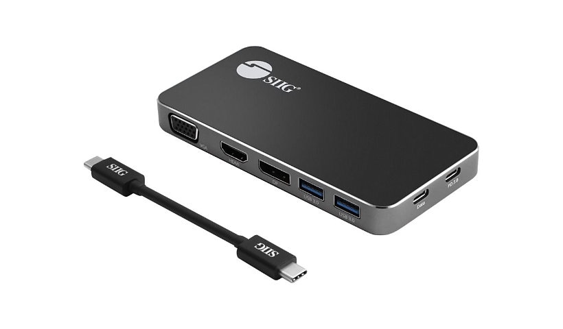 SIIG USB-C MST Video Travel Docking with PD - docking station - USB-C - VGA, HDMI, DP