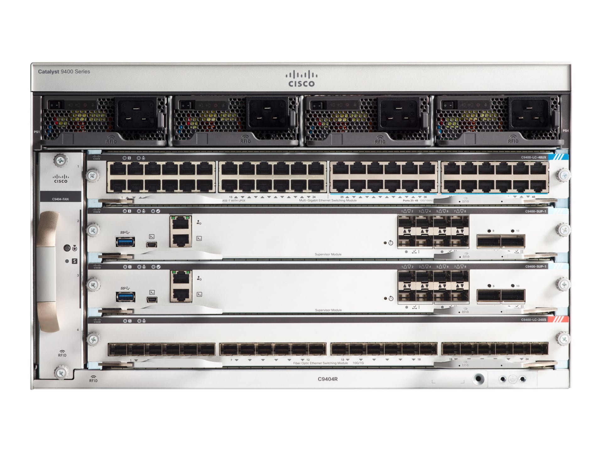 Cisco Catalyst 9404R - switch - rack-mountable - with Cisco Catalyst 9400 DNA Essential License, Cisco Catalyst 9400