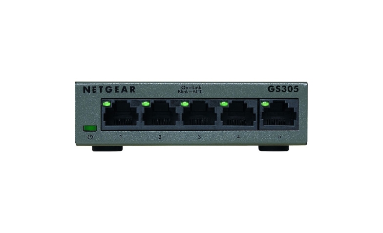 NETGEAR (GS305) Switch Ethernet 5 Ports RJ45 Métal  Gigabit(10/100/1000),switch RJ45, Plug-and-Play, silencieux sans  ventilateur , positionnement sur
