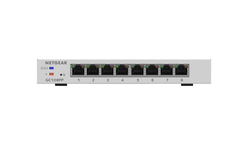 NETGEAR 8-Port Smart Managed Pro Switch, Remote Mgmt, 126W/PoE+ (GC108PP)