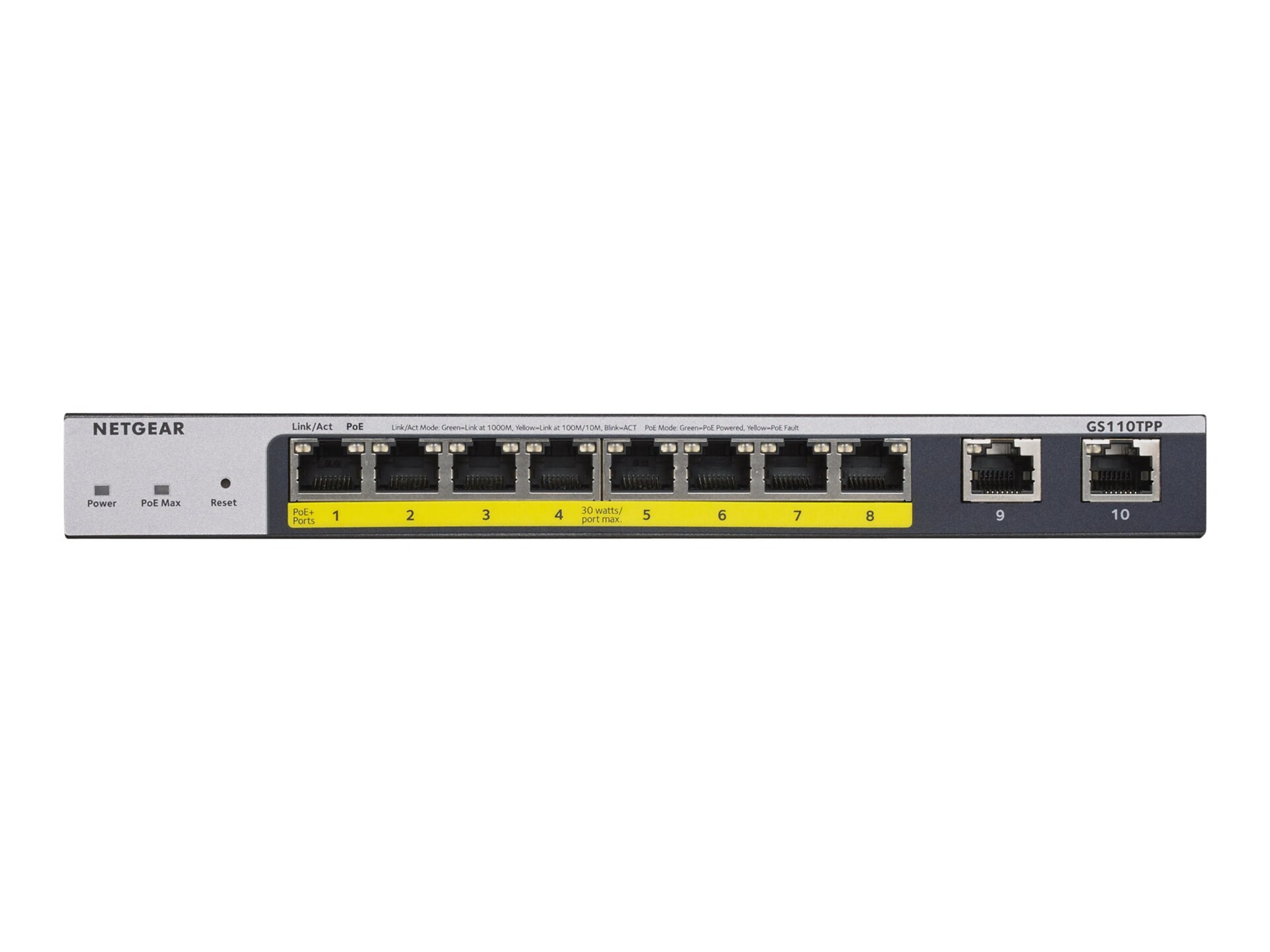 NETGEAR 8-Port Gig PoE+ Ethernet Smart Pro Switch, 2 Copper port (GS110TPP)