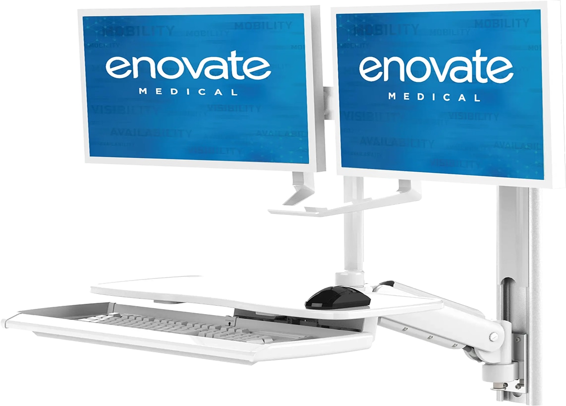 Enovate Medical e997 Wall Arm with Dual Monitor Bracket