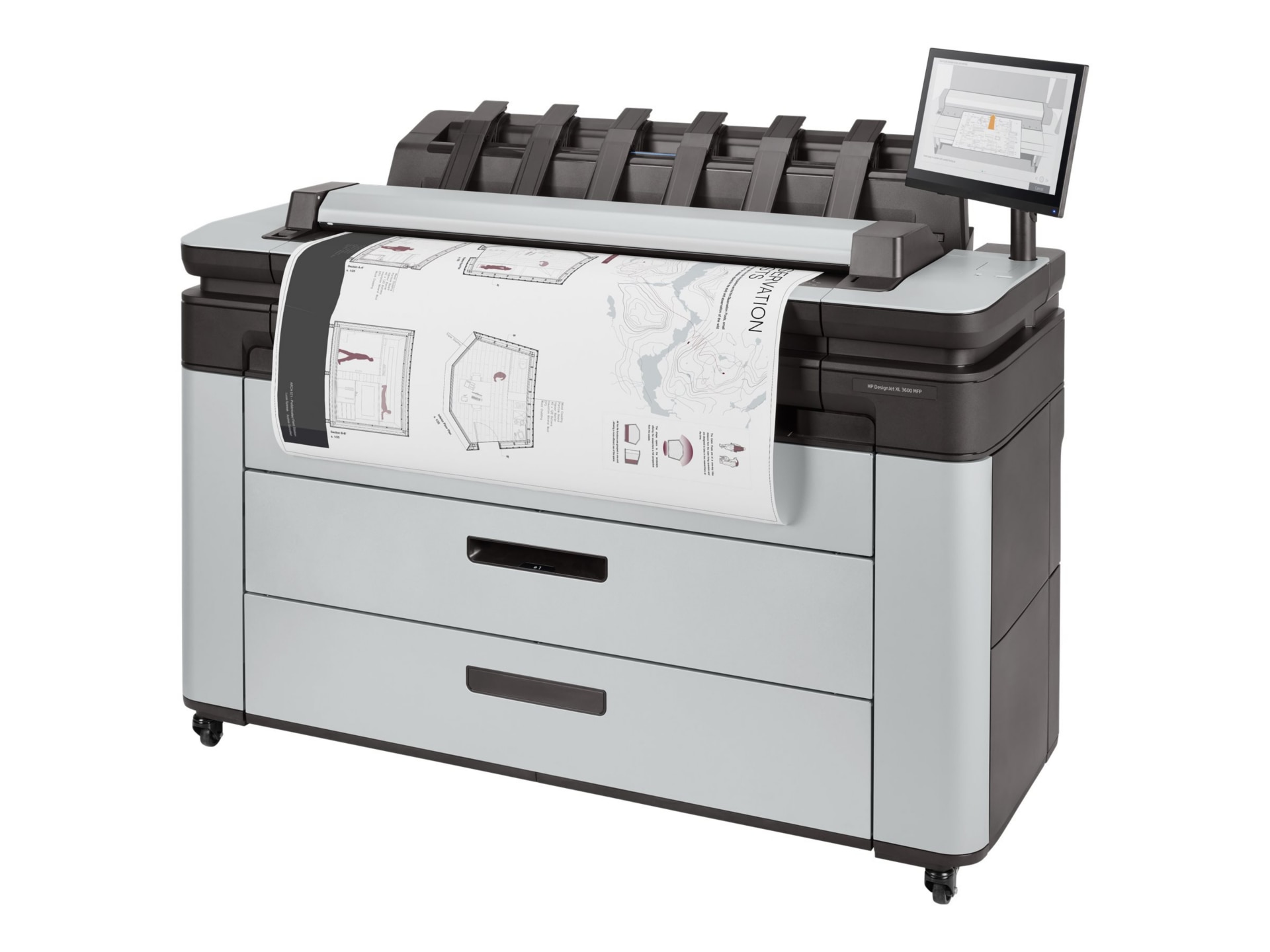 HP DesignJet XL 3600dr PostScript Inkjet Large Format Printer - Includes Printer, Scanner, Copier - 36" Print Width -