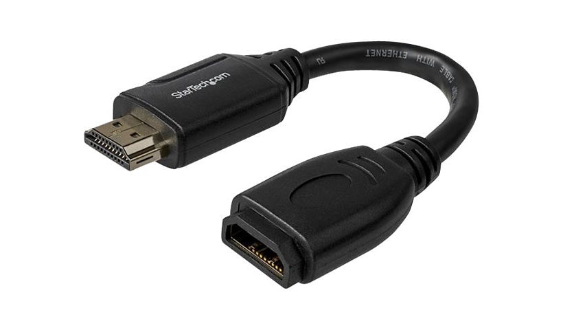 StarTech.com 6"/15cm HDMI Port Saver Cable, 4K 60Hz High Speed HDMI 2.0 Extension Cable with Ethernet, HDMI Male to