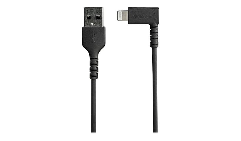 StarTech.com 1m USB A to Lightning Cable iPhone iPad Durable Right Angled 90 Degree Black Charger Cord w/Aramid Fiber