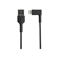 StarTech.com 1m USB A to Lightning Cable iPhone iPad Durable Right Angled 90 Degree Black Charger Cord w/Aramid Fiber