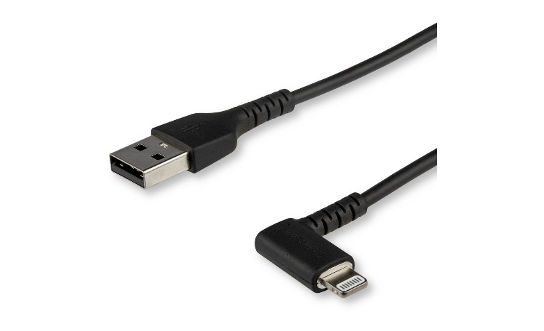 1m USB A to Lightning Cable iPhone iPad Durable Right Angled  90 Degree Black Charger Cord w/Aramid Fiber