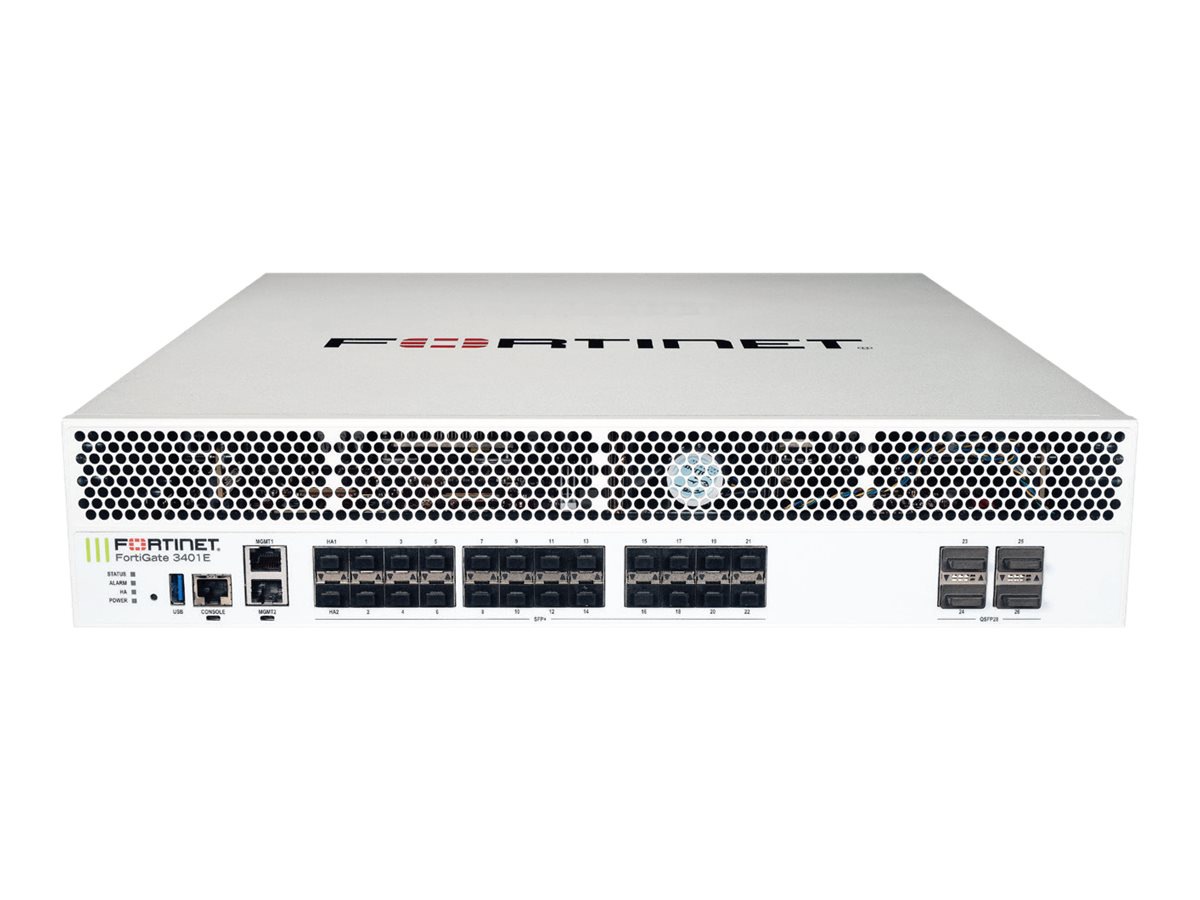 Fortinet FortiGate 3401E - UTM Bundle - security appliance - with 1 year FortiCare 24X7 Service + 1 year FortiGuard