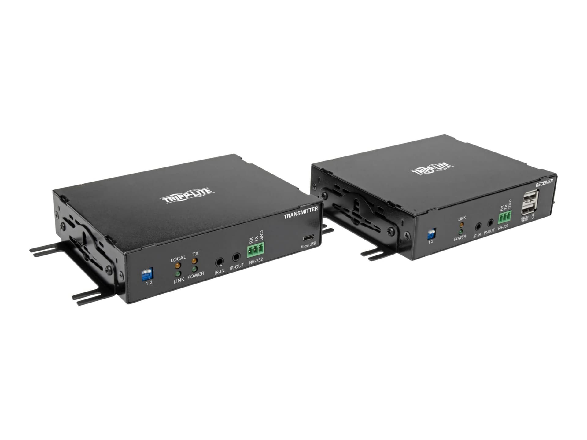 Tripp Lite DisplayPort over Fiber Extender Kit - 4K @ 30 Hz, RS-232, IR, USB, Duplex Multimode LC, 985 ft., TAA - Kit -