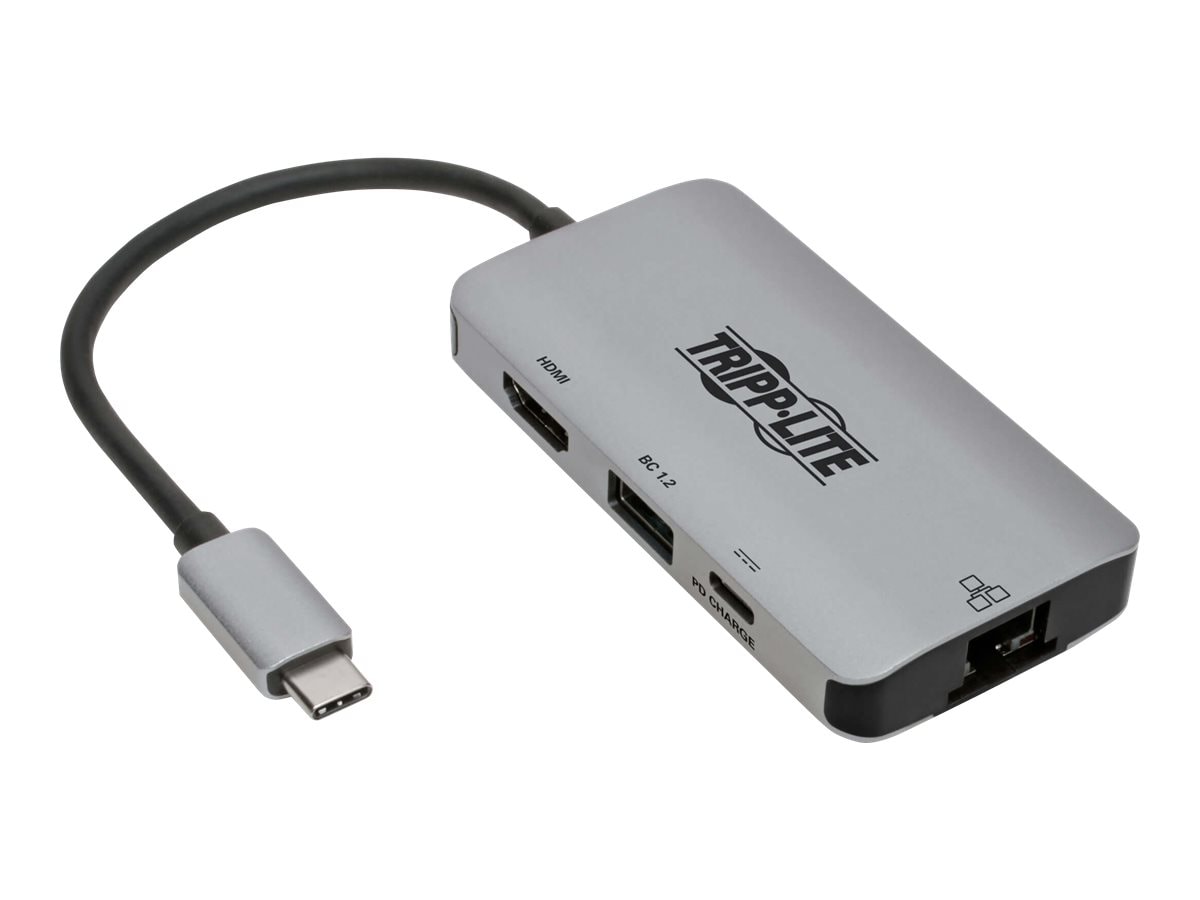Tripp Lite USB C Multiport Adapter Converter w/ 4K HDMI Gigabit Ethernet Port & USB-A Hub, Thunderbolt 3 Compatible PD
