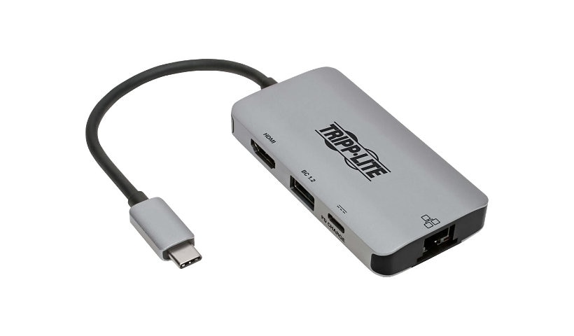 Tripp Lite USB C Multiport Adapter Converter w/ 4K HDMI Gigabit Ethernet Port & USB-A Hub, Thunderbolt 3 Compatible PD