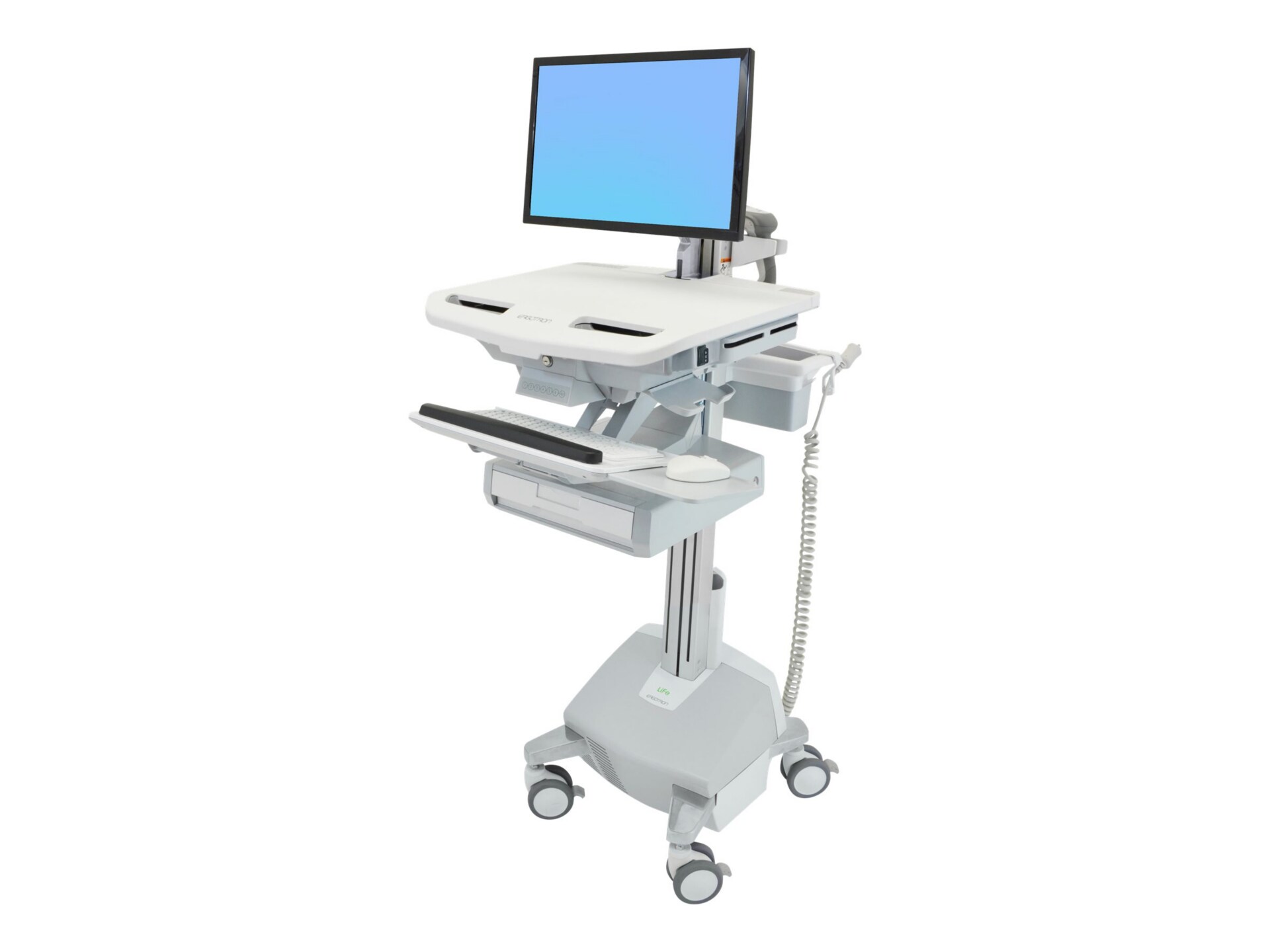 Ergotron StyleView Electric Lift Cart with LCD Arm, LiFe Powered, 1 Drawer (1x1) cart - open architecture - for LCD
