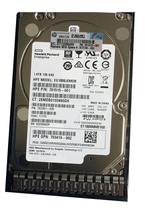 HPE 1.8TB 872481-B21 10K SAS 12Gb/s 2.5 Inch Enterprise Hard Drive - 872738-001 Firmware