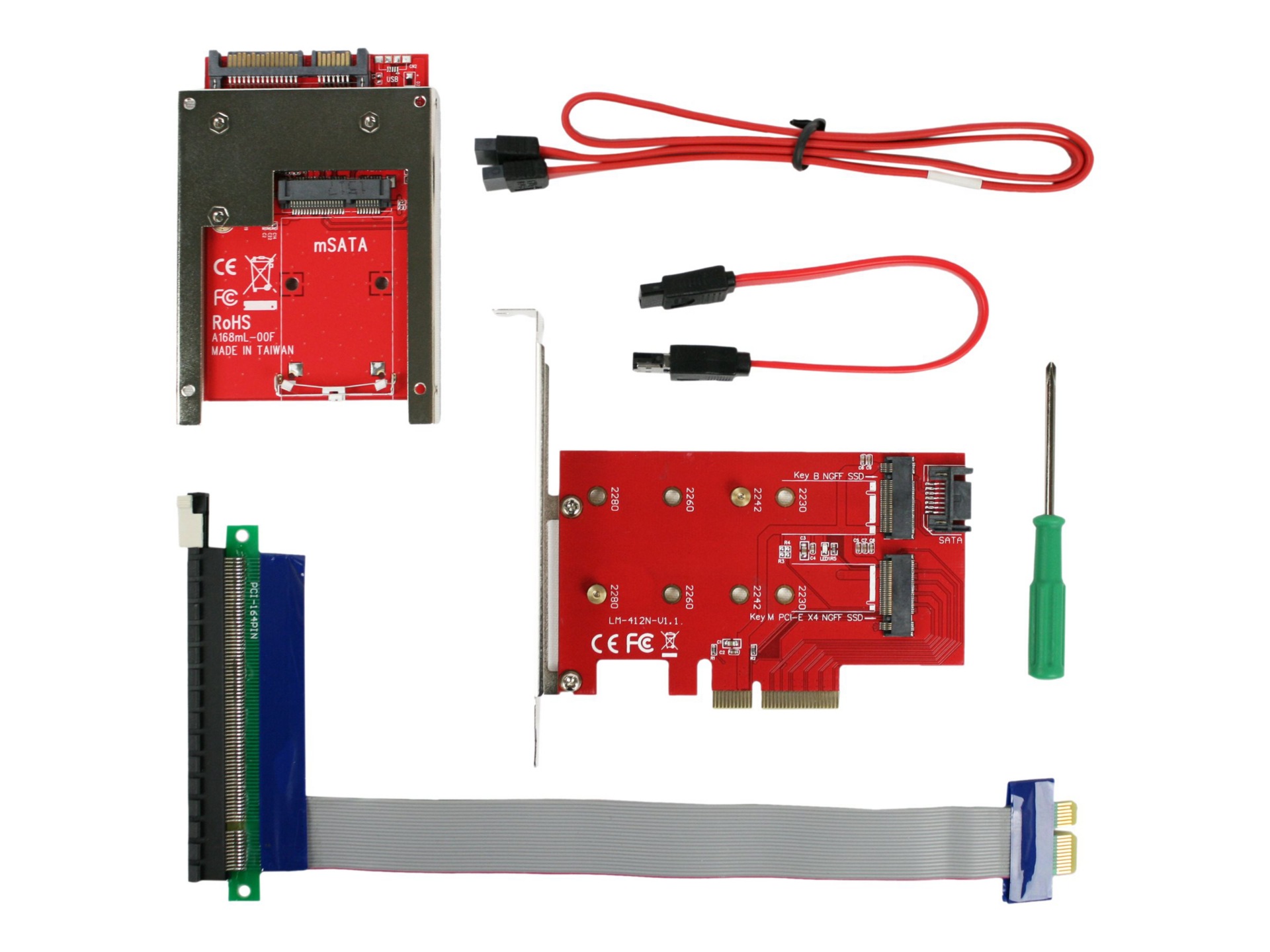 CRU Ditto - PCIe x16 to x1 extension/adapter cable, PCIe host card with 2x