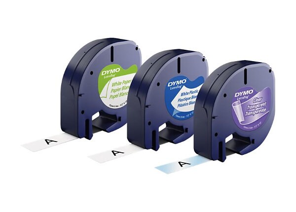 Forstærke Såvel Overvåge Dymo LetraTAG Multi-Pack - label tape kit - 3 roll(s) - Roll (1.2 cm x 4 m)  - 12331 - Binders & Laminators - CDW.ca