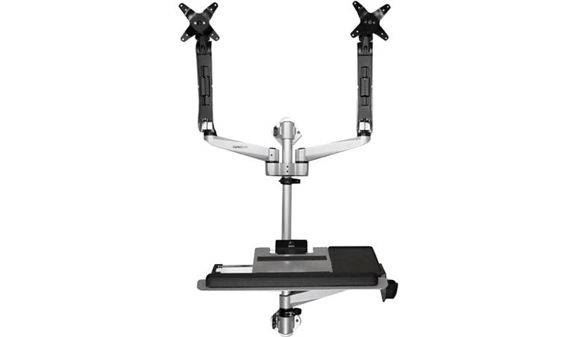 StarTech.com Wall Mount Workstation - Height Adjustable Standing Desk w/ Dual 30in VESA Monitor Arm